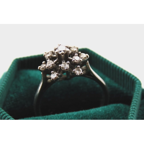 65 - Ladies Diamond Cluster Ring Approximately 0.5 Carat Diamonds Mounted on 18 Carat Gold Ring Size N