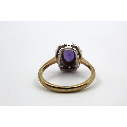 70 - Ladies Amethyst and Diamond Ring Mounted on 9 Carat Gold Ring Size O