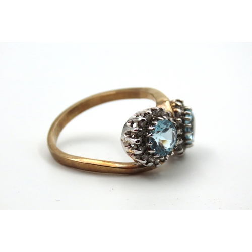 71 - Diamond and Blue Topaz Ladies Ring Mounted on 9 Carat Gold Band Ring Size P