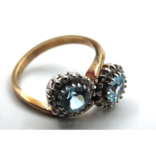 71 - Diamond and Blue Topaz Ladies Ring Mounted on 9 Carat Gold Band Ring Size P