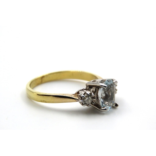 74 - Aquamarine and Diamond Ladies Ring Mounted on 9 Carat Gold Size O