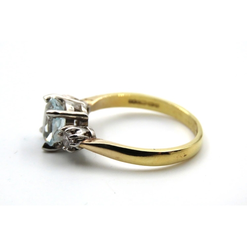 74 - Aquamarine and Diamond Ladies Ring Mounted on 9 Carat Gold Size O