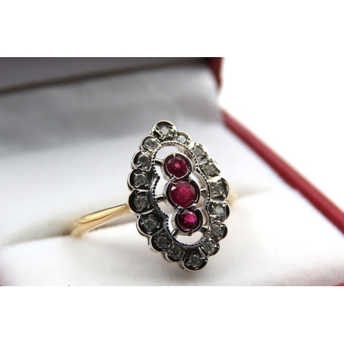 75 - Ruby and Diamond Ladies Ring Mounted on 18 Carat Yellow Gold Ring Size O