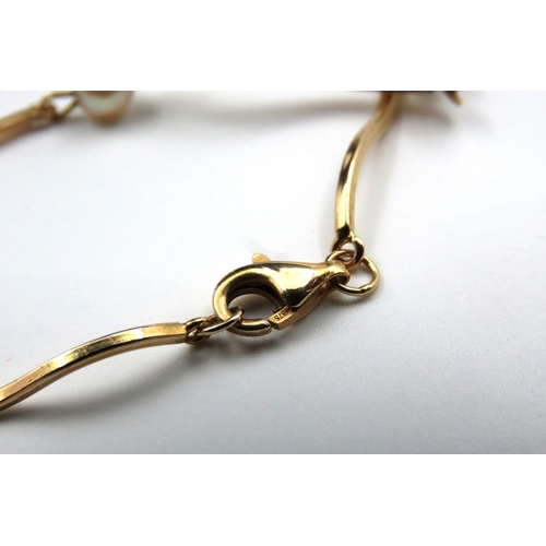 91 - 9 Carat Yellow Gold Modernist Form Link Necklace with Pearl Settings