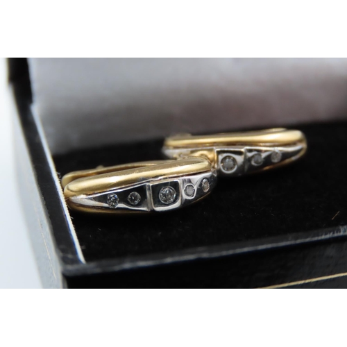 96 - Pair of 18 Carat Yellow and White Gold Earrings Inset with Diamonds