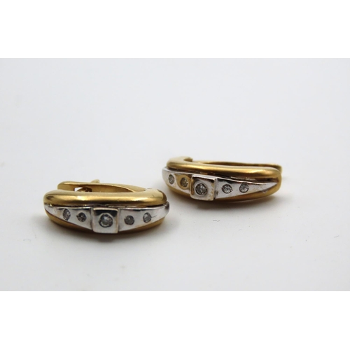 96 - Pair of 18 Carat Yellow and White Gold Earrings Inset with Diamonds