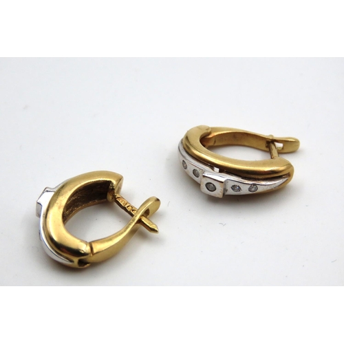 96 - Pair of 18 Carat Yellow and White Gold Earrings Inset with Diamonds