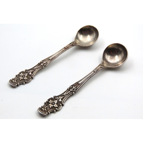 99 - Two Antique Silver Salt Spoons Hallmarks Verso