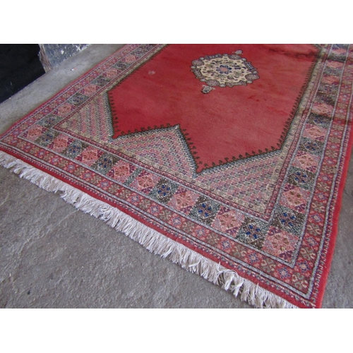 14 - Persian Pure Wool Rug Burgundy Ground Approximately 10ft Long x 8ft Wide