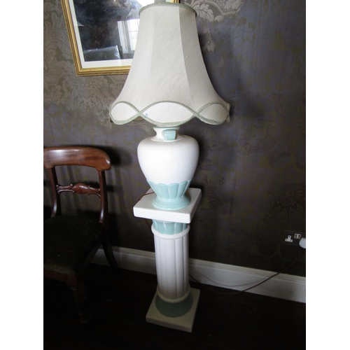 Vintage Porcelain Vase on Matching Stand Total Height Approximately 5ft Electrified Working Order