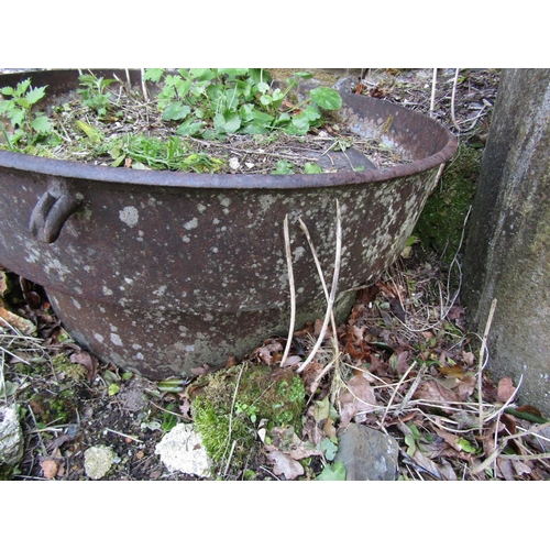 2 - Cast Iron Antique Famine Pot Approximately 24 Inches Diameter