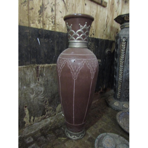 24 - Large Moroccan Urn Applied Metal Decoration Approximately 4ft 6 Inches High