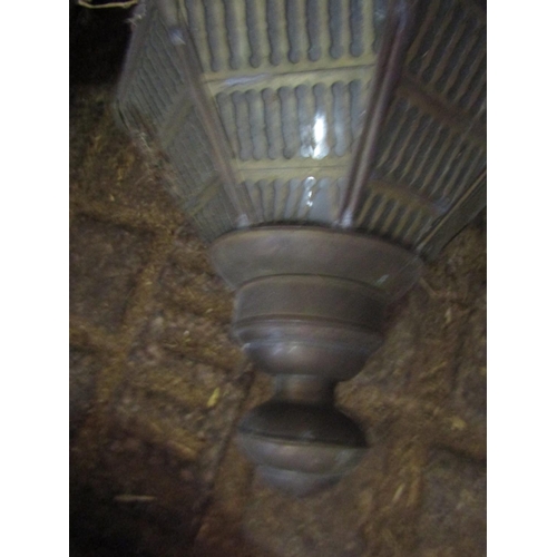 27 - Metal and Glass Ceiling Light Pulley Fitting. Light Approximately 17 Inches High
