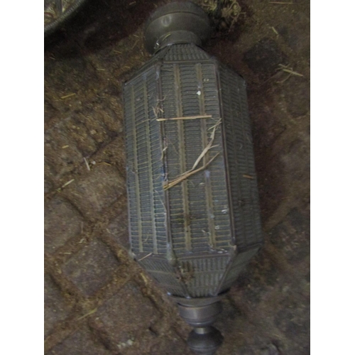 27 - Metal and Glass Ceiling Light Pulley Fitting. Light Approximately 17 Inches High