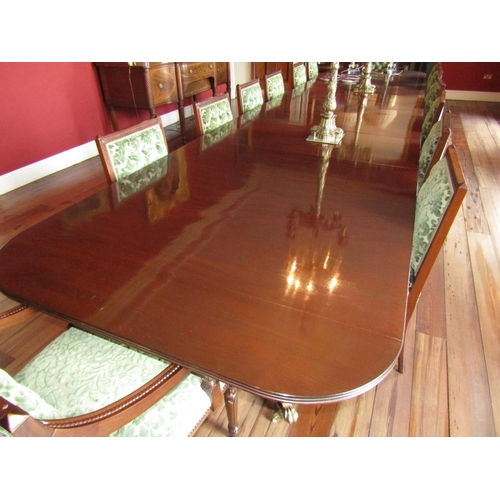 348 - Irish William IV Mahogany Three Pod Dining Table Approximately 20ft Long x 4ft 6 Inches Wide
