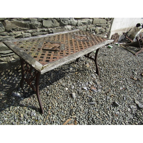 4 - Cast Metal and Timber Rectangular Form Garden Table