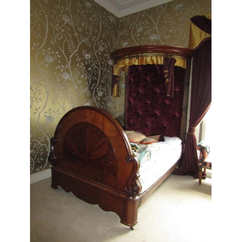 450 - William IV Figured Mahogany Half Tester Bed Good Original Condition with Mattress and Base 5ft Wide