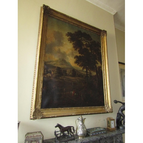46 - Old Master School Landscape with Trees, Mountains Beyond Oil on Canvas Approximately 4ft High x 3ft ... 