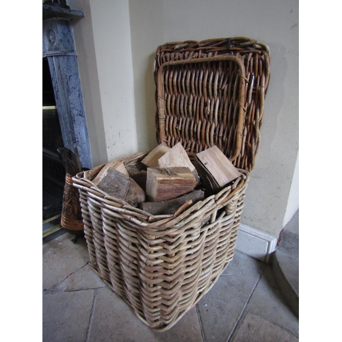 48 - Antique Wicker Log Basket with Logs