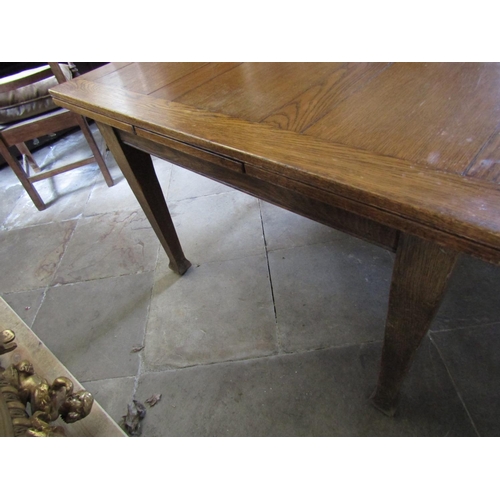 49 - Edwardian Draw Leaf Table with Pull Out Extensions to Either Side Tapering Supports