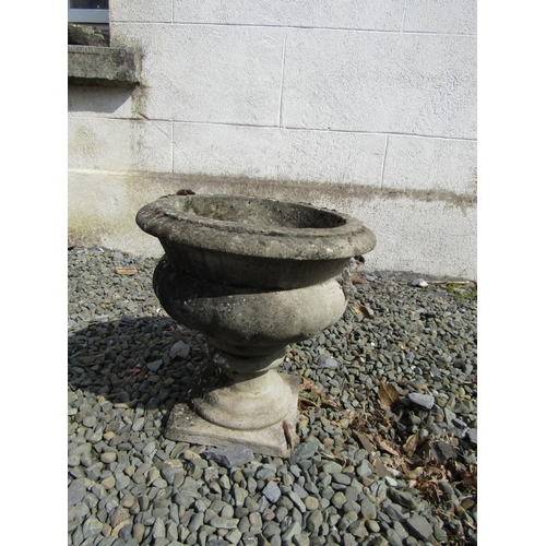 5 - Composite Stone Garden Urn Shaped Form Pedestal Base Approximately 18 Inches High