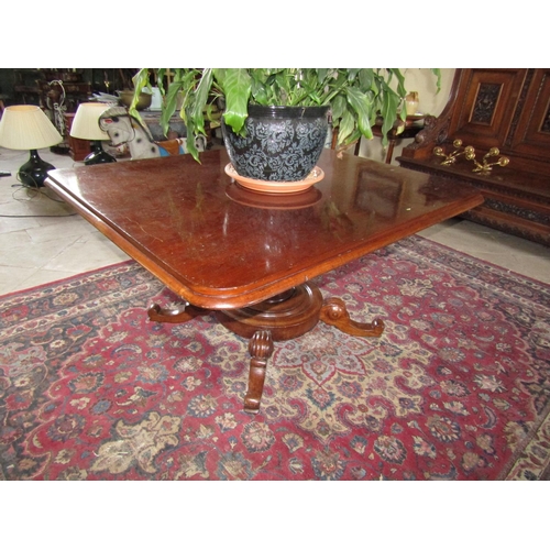 50 - William IV Mahogany Centre Table Rectangular Form Well Carved Centre Support above Quatrefoil Base A... 