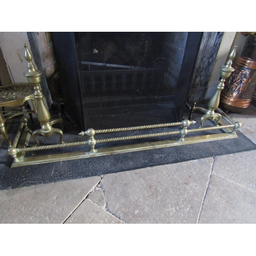 52 - Antique Cast Brass Fender Approximately 4ft 6 Inches Wide
