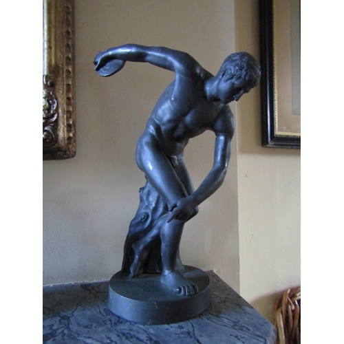 56 - Antique Bronze Discus Thrower Approximately 10 Inches High
