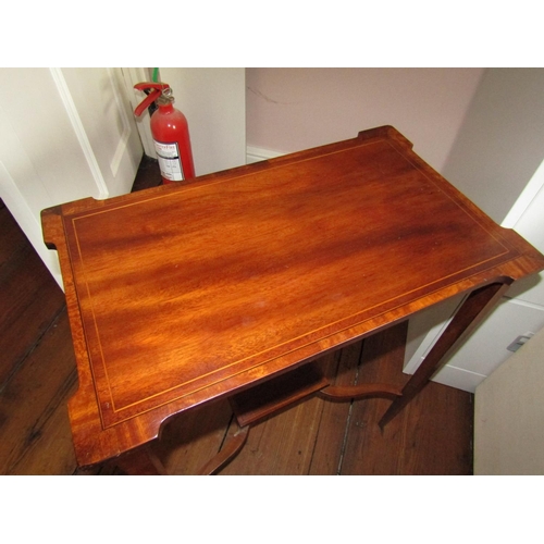 643 - Edwardian Mahogany Occasional Table Rectangular Form Satinwood Crossbanding Undertier Below Approxim... 