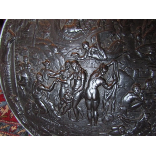 645 - Antique Metal Charger of Large Size with Various Scenes Depicted Circular Form Approximately 22 Inch... 