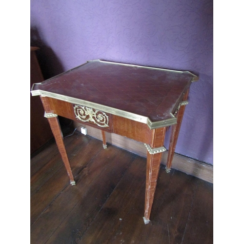 646 - Marquetry Decorated Kingswood Side Table Single Drawer Brassbound Tapering Supports Finely Detailed ... 