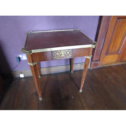 646 - Marquetry Decorated Kingswood Side Table Single Drawer Brassbound Tapering Supports Finely Detailed ... 