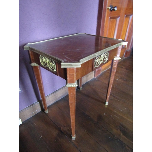 646 - Marquetry Decorated Kingswood Side Table Single Drawer Brassbound Tapering Supports Finely Detailed ... 