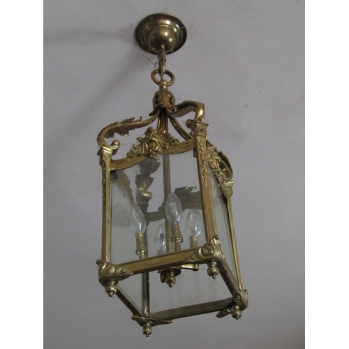 66 - Cast Brass Ceiling Lantern Electrified Working Order with Original Ceiling Rose Light Fitting Approx... 