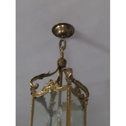 66 - Cast Brass Ceiling Lantern Electrified Working Order with Original Ceiling Rose Light Fitting Approx... 