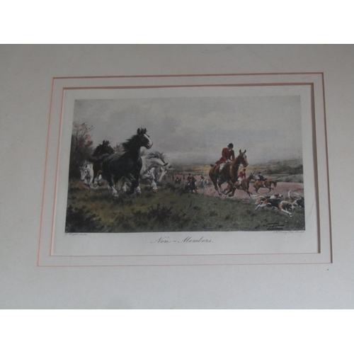 68 - Antique Hunting Print Titled 'New Members' Coloured Dry Point Engraving Approximately 10 Inches High... 