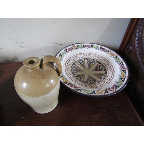 70 - Persian Charger with Fired Earthenware Ewer Two Items in Lot Charger Approximately 14 Inches Diamete... 