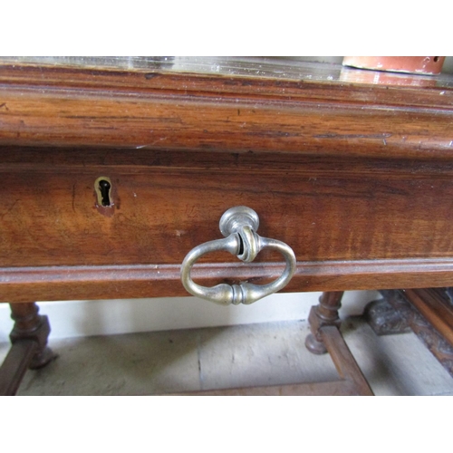 73 - Antique Mahogany Single Drawer Table Turned Supports Attractively Detailed with Single Drawer Approx... 