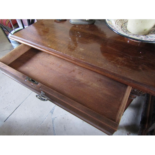 73 - Antique Mahogany Single Drawer Table Turned Supports Attractively Detailed with Single Drawer Approx... 