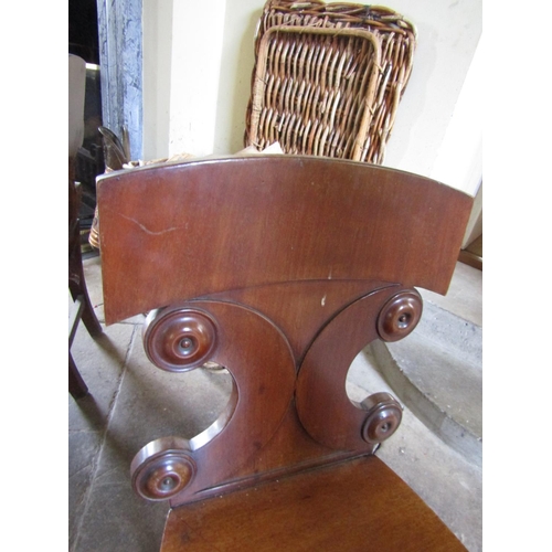 74 - Pair of Regency Hall Chairs Mahogany Well Carved Backs above Turned Supports