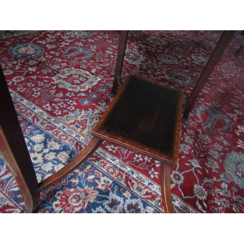 76 - Edwardian Mahogany Drop Leaf Table Satinwood Crossbanding Attractively Detailed Shaped Supports