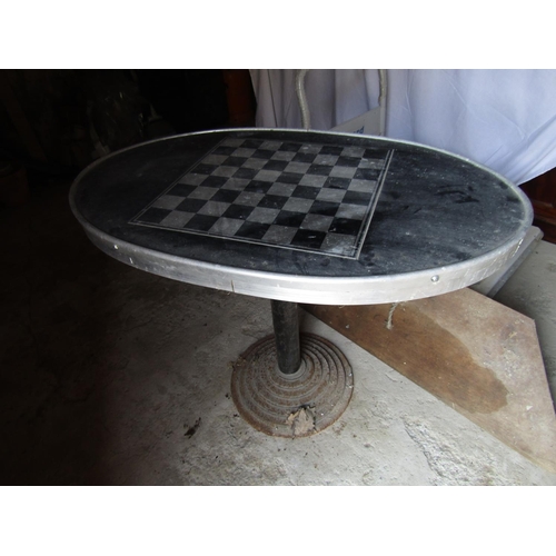 9 - Vintage Oval Form Table Metal Platform Base Approximately 36 Inches Wide