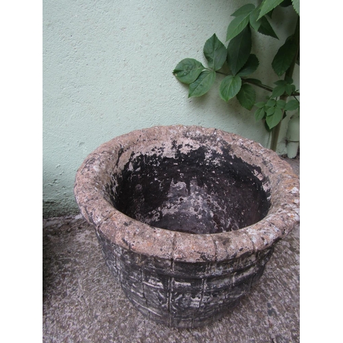 1 - Pair of Circular Form Vintage Composite Stone Planters Each Approximately 13 Inches Diameter