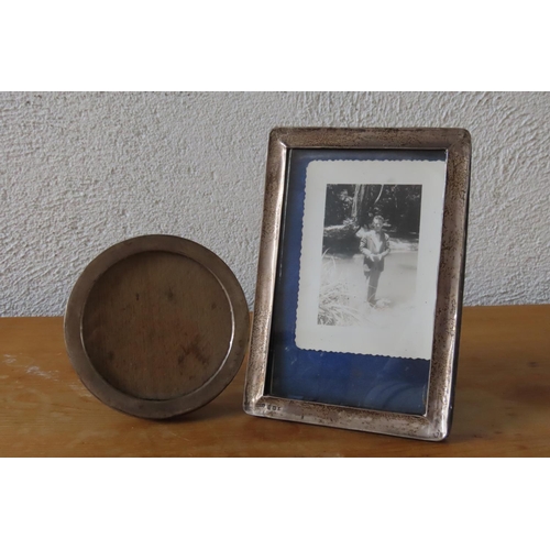 104 - Two Silver Mounted Photograph Frames Antique Rectangular and Circular Examples