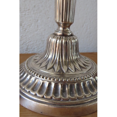 110 - Pair of Antique Silver Plated Candle Sticks Attractively Detailed Each Approximately 12 Inches High