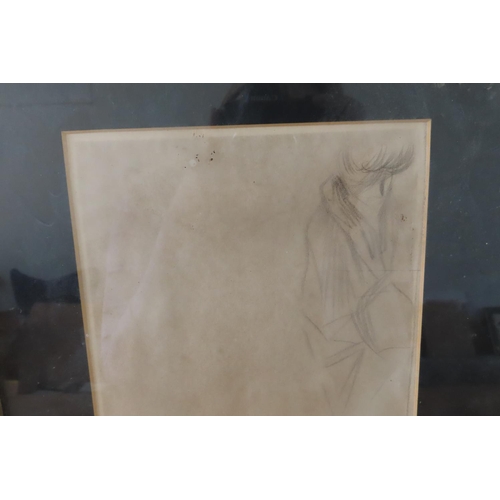 114 - Jean Louis Forain French School Charcoal Study of Lady on Paper Approximately 8 Inches High x 8 Inch... 