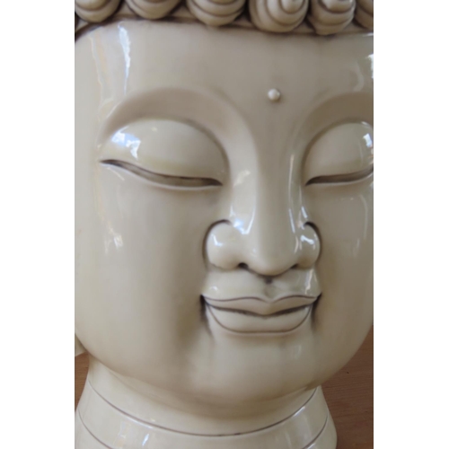 116 - Fired Porcelain Head of Buddha with Impressed Mark Verso Possibly Chinese Approximately 11 Inches Hi... 