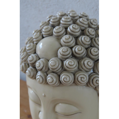 116 - Fired Porcelain Head of Buddha with Impressed Mark Verso Possibly Chinese Approximately 11 Inches Hi... 