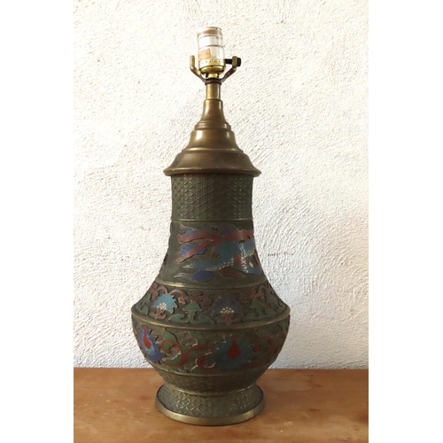 117 - Cloisonne Decorated Oriental Vase Shaped Form Now Converted for Use as Table Lamp Approximately 19 I... 