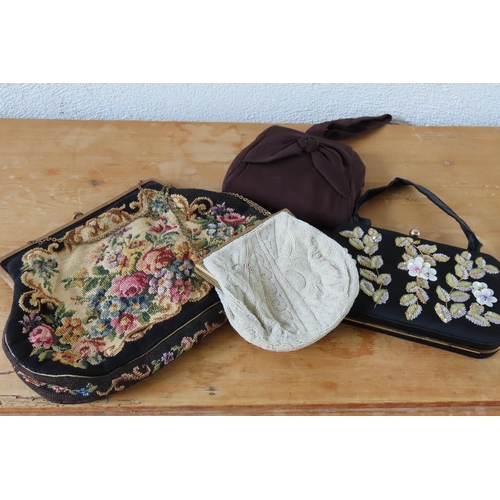 119 - Four Vintage Ladies Purses Tapestry and Other Examples